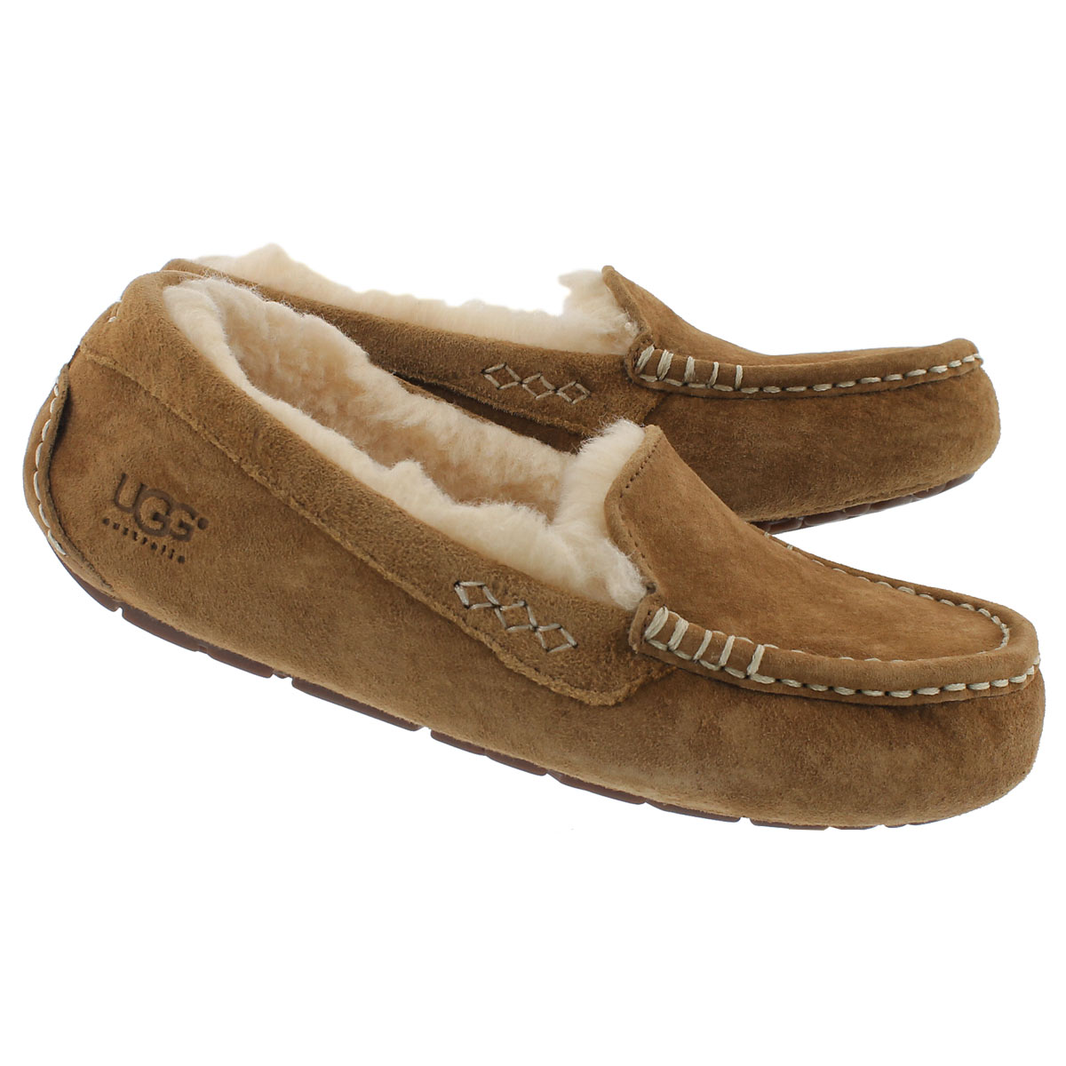 ugg ansley suede moccasin slippers chestnut
